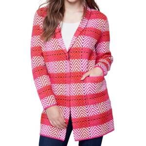 NEW FATE shawl neck jaquard cardigan in orchid